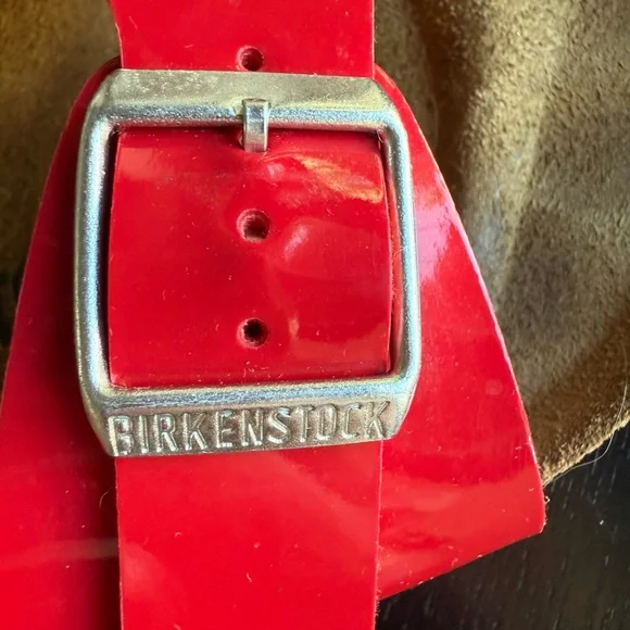 Birkenstock Red Sandals with Cork Footbed and Adjustable Buckle - Picture 2 of 8